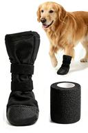 Dog Paw Wound Protector Kit with Recovery Boot & Self-Adhering Bandage (L)