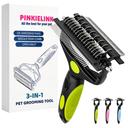 PINKIELINK 3-IN-1 Pet Grooming Tool - Undercoat Rake, Dematting Comb & Deshedding Brush for Cats, Dogs, Horses - Removes