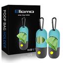 2 Pack Dog Poop Bag Dispenser with Built-in LED Flashlight, Pet Waste Bag Holder for Leash with Carabiner Clip for Lead