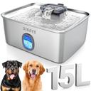 SIBAYS Large Dog Water Fountain, 4Gal/15L Large Capacity Stainless Steel Dog Water Bowl Dispenser for Large Dogs & Multi