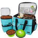 PetAmi Dog Travel Bag Organizer, Pet Supplies Diaper Tote, Teal Blue Large | Pet Travel Kit with 2 Food Containers & 2 C